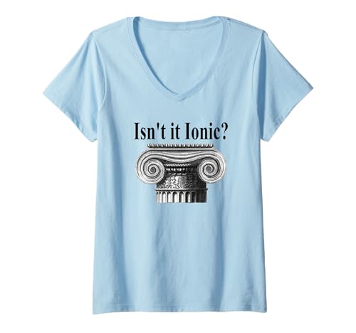 Damen Altgriechische ionische Säule Hauptstadt lustige Architektur T-Shirt mit V-Ausschnitt Damen Altgriechische ionische Säule Hauptstadt lustige Architektur T-Shirt mit V-Ausschnitt von Yesteeyear - History Architecture Apparel