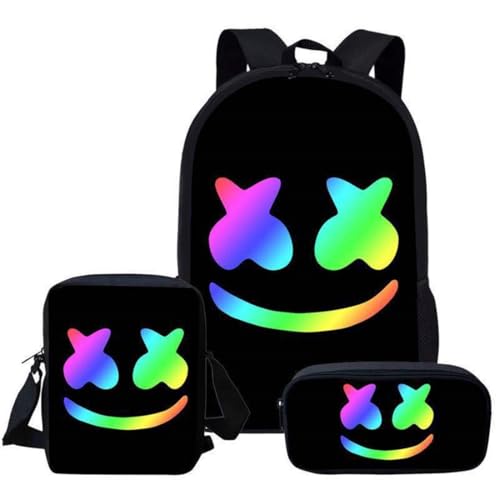Yestree Schulrucksack, 3 Stück, für Kinder, Federmäppchen, Schultertaschen, Jugendliche DJ-Musiktasche, modisch, praktisch, geeignet für Jugendliche und Studenten (A) von Yestree