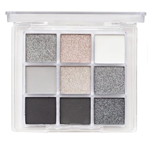 9 Farben Smokey Lidschatten Palette, Glitzer Lidschatten Schwarz Dunkel Grau Langanhaltend Wasserdicht Hoch Pigmentiert Schwarz Weiß Silber Eyeshadow Palette Für Frauen Augen Make-up von Yeuxtty