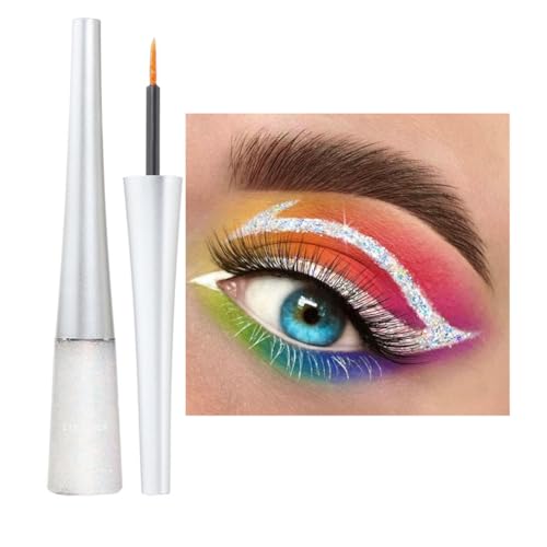 Glitter Eyeliner Flüssig Weiß Metallic Eyeliner Glitzer Langanhaltend Pigmentiert Wasserfest Glitter Eye Liner Schminken Glitzer Augen Make up Glitter Liquid Eyeliner White（Weiß #9） von Yeuxtty