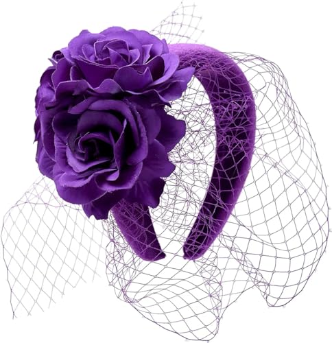 Eleganter Fascinator, Haarreif, Teeparty-Hüte für Frauen, Hochzeitsschleier, Blume, Fascinator, Haarschmuck, Prinzessinnen-Haarband von Yeuyyben