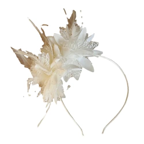 Eleganter Hochzeits-Fascinator mit Federn, Blumen, Kopfschmuck, Hut für Damen, Cocktail-Party, Stirnband, Zubehör Eleganter Hochzeits-Fascinator mit Federn, Blumen, Kopfschmuck, Hut für Damen, Cocktail-Party, Stirnband, Zubehör von Yeuyyben