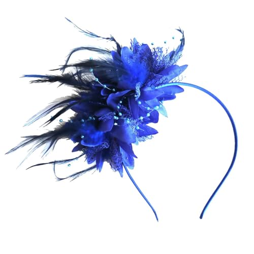 Eleganter Hochzeits-Fascinator mit Federn, Blumen, Kopfschmuck, Hut für Damen, Cocktail-Party, Stirnband, Zubehör Eleganter Hochzeits-Fascinator mit Federn, Blumen, Kopfschmuck, Hut für Damen, Cocktail-Party, Stirnband, Zubehör von Yeuyyben