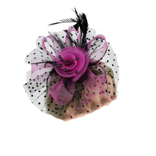 Fascinator für Damen, Vintage-Stil, mit Federn, Blume, Haarschmuck, Hochzeit, Party, Netz, Schleier, Stirnband, Haarnadel von Yeuyyben