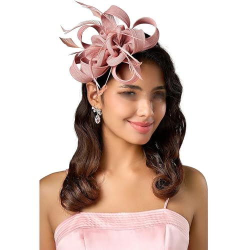 Fascinator für Damen, für Teeparty, Kopfband, Hut, Hochzeit, Cocktail, Blume, Federn, Band-Fascinator von Yeuyyben