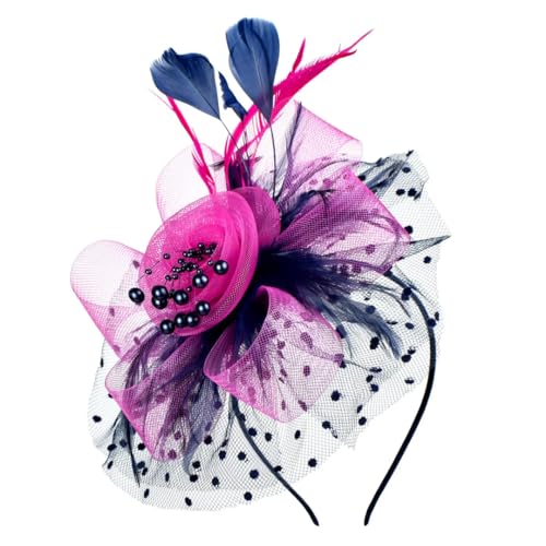 Fascinator für Damen, modisch, Blume, Feder, Haarschmuck, Hochzeit, Party, Netz, Schleier, Stirnband, Haarnadel von Yeuyyben