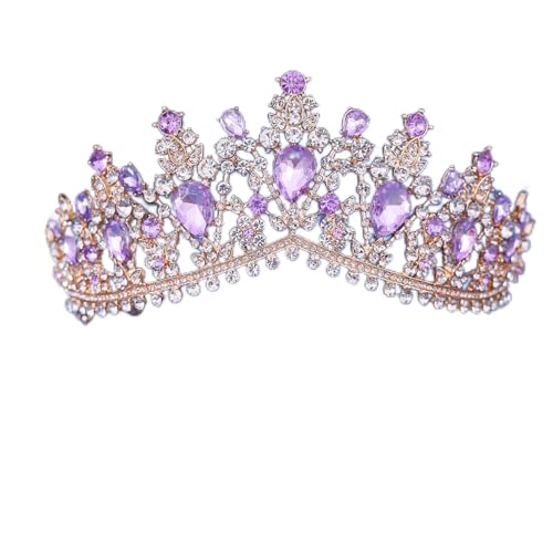 Lila Kristall Strass Krone Braut Hochzeitskleid Tiaras für Frauen Haarschmuck Party Braut Kopfschmuck Abschlussball, Metall, Sonstiges von Yeuyyben