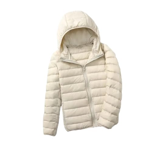 Yeuyyben Frauen Ultra Leichte Packbare Daunenjacke Atmungsaktive Mantel Große Größe Frauen Puffer Jacken, Aprikose mit Kapuze, 52 von Yeuyyben