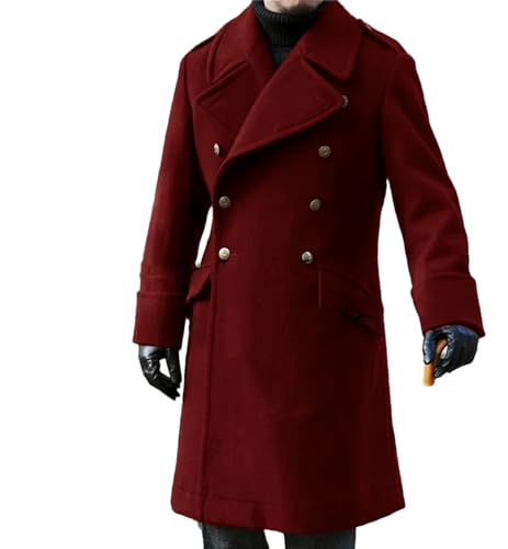 Yeuyyben Herren Winterjacke Lange Zweireihige Wolljacke Maßgeschneiderte Slim Fit Party Tops Wolle Freizeitjacke Mode von Yeuyyben