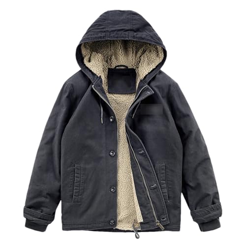 Yeuyyben Männer Plus Größe Fleece Kapuzenmantel Militär Jacke Frühling Herbst Cargo Herren Jacken Mantel, grau, M von Yeuyyben