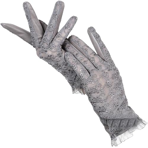 Yeuyyben Modische Schaffell-Spitzenhandschuhe Die Damen-Lederhandschuhe Fahren Klassische Stickerei-Lederhandschuhe Für Damen von Yeuyyben