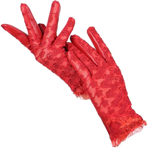 Yeuyyben Modische Schaffell-Spitzenhandschuhe Die Damen-Lederhandschuhe Fahren Klassische Stickerei-Lederhandschuhe Für Damen von Yeuyyben