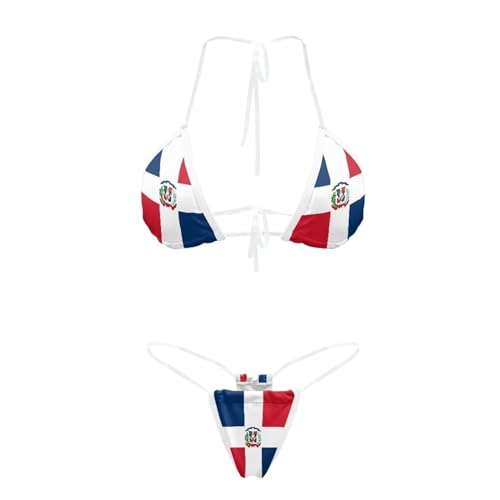 Yewattles Micro-Bikini-Set, sexy Triangel-Badeanzug, Neckholder, Badeanzug, freche Tangas, Bademode, Mini-Bikinis für Damen, Dominikanische Flagge, XX-Large Yewattles Micro-Bikini-Set, sexy Triangel-Badeanzug, Neckholder, Badeanzug, freche Tangas, Bademode, Mini-Bikinis für Damen, Dominikanische Flagge, XX-Large von Yewattles