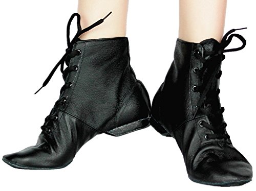 Yewluny Cheapdancing Herren & Damen Praxistanzschuhe Weiches Leder Flache Jazz Stiefel (Schwarz, Erwachsene, Herren, 11, Numeric, US Footwear Size System, Medium), Schwarz, 12 Women/11 Men von Yewluny