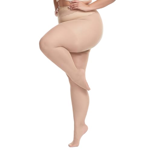 Yewseas Strumpfhosen Damen Elastisch Semi-Blickdicht Hautfarbe Große Größe Klassische Nackte Leggings Hohe Elastizität, Atmungsaktiv Material Nicht Leicht Zu Brechen von Yewseas