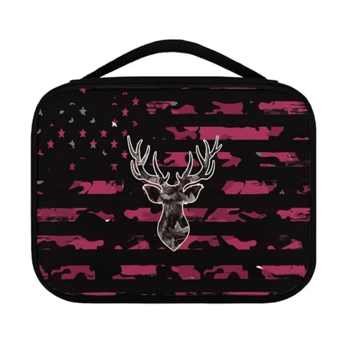 Yexignaon Bibeltasche für Mädchen, tragbare Bibeltragetasche und Etui für Teenager, Mädchen, Bibelzubehör-Set, mittlere Größe, Amerikanische Flagge Hirsch von Yexignaon