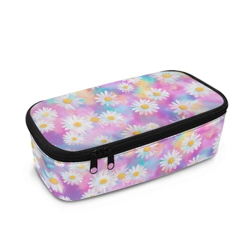 Yexignaon Federmäppchen, niedlich, für Kinder, großes Fassungsvermögen, Federmäppchen für Mädchen, leichtes Schreibwaren-Federmäppchen mit Netztasche, gänseblümchen, Taschen-Organizer von Yexignaon