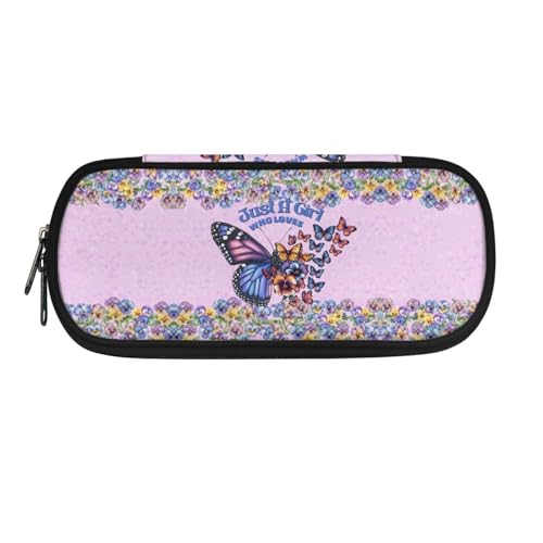Yexignaon Federmäppchen für Mädchen, Federmäppchen mit Ständer, leicht, Schreibtisch-Aufbewahrungsbox, Stifthalter, Make-up-Pinsel-Organizer, violettfarbener schmetterling, Taschen-Organizer von Yexignaon