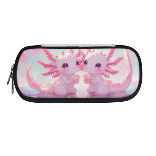 Yexignaon Federmäppchen für Mädchen, Grundschule, Federmäppchen für Mädchen, leichtes Federmäppchen mit Ständer, Schreibwaren-Aufbewahrungsbox, Axolotl, Taschen-Organizer von Yexignaon