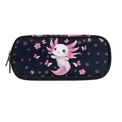 Yexignaon Federmäppchen für Mädchen, Grundschule, Federmäppchen für Mädchen, leichtes Federmäppchen mit Ständer, Schreibwaren-Aufbewahrungsbox, Axolotl Schwarz, Taschen-Organizer von Yexignaon