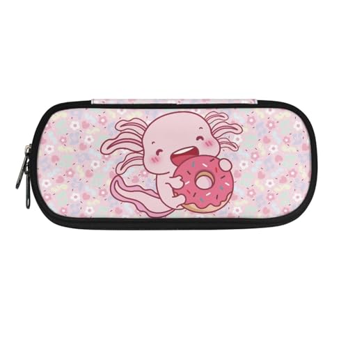 Yexignaon Federmäppchen für Mädchen, Grundschule, Federmäppchen für Mädchen, leichtes Federmäppchen mit Ständer, Schreibwaren-Aufbewahrungsbox, Donuts Axolotl, Taschen-Organizer von Yexignaon