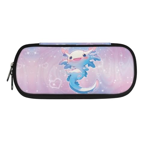 Yexignaon Federmäppchen für Mädchen, Grundschule, Federmäppchen für Mädchen, leichtes Federmäppchen mit Ständer, Schreibwaren-Aufbewahrungsbox, Love Axolotl, Taschen-Organizer von Yexignaon