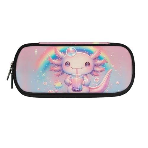 Yexignaon Federmäppchen für Mädchen, Grundschule, Federmäppchen für Mädchen, leichtes Federmäppchen mit Ständer, Schreibwaren-Aufbewahrungsbox, Rainbow Axolotl, Taschen-Organizer von Yexignaon