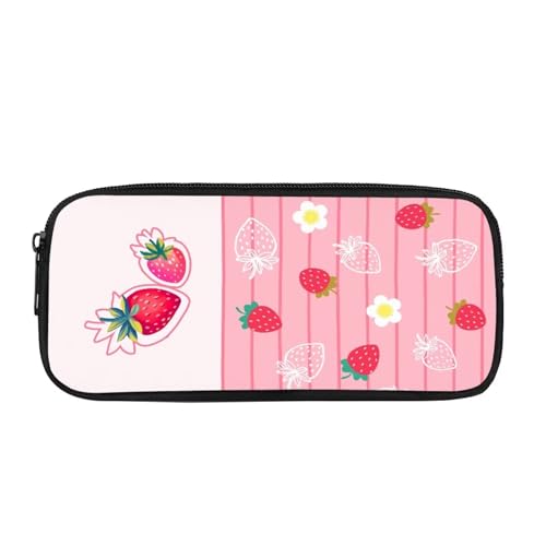 Yexignaon Federmäppchen für Mädchen, Grundschule, Stiftehalter mit Reißverschluss, harte Stifteboxen, Schreibwaren-Aufbewahrungsbox, Süße Erdbeere, Taschen-Organizer von Yexignaon
