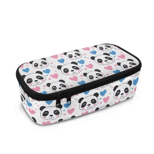 Yexignaon Kinder-Federmäppchen mit Reißverschluss, große Kapazität, Stifte-Tragetasche für Schule, Bleistifte, Set, Kinder-Partytasche, Panda-Herz, Taschen-Organizer von Yexignaon