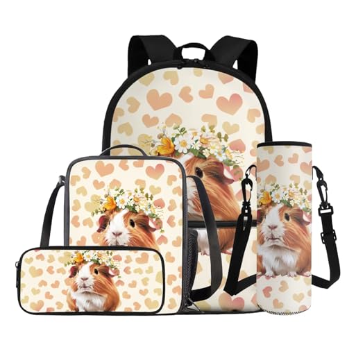 Yexignaon Rucksack für Kinder 6-7, 8-9, 9-10, mit Lunchbox, leicht, Grundschule, Büchertaschen-Set, 4-in-1, lässiger Tagesrucksack, Meerschweinchen, Daypack Rucksäcke Yexignaon Rucksack für Kinder 6-7, 8-9, 9-10, mit Lunchbox, leicht, Grundschule, Büchertaschen-Set, 4-in-1, lässiger Tagesrucksack, Meerschweinchen, Daypack Rucksäcke von Yexignaon