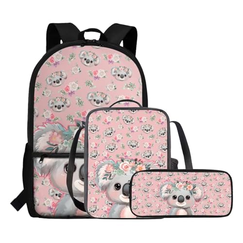 Yexignaon Rucksäcke für Kinder mit Lunchbox Mädchen Rucksack Set Leichte Schulranzen Set 3 in 1 für Grundschule Mittelschule, Süßer Koala Yexignaon Rucksäcke für Kinder mit Lunchbox Mädchen Rucksack Set Leichte Schulranzen Set 3 in 1 für Grundschule Mittelschule, Süßer Koala von Yexignaon