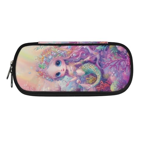 Yexignaon Schreibwarenbox für Schule Mädchen Federmäppchen Große Kapazität Stifteetui mit Ständer Wiederverwendbare Bleistifttasche Schulbedarf, Meerjungfrau-Türkis, Taschen-Organizer von Yexignaon