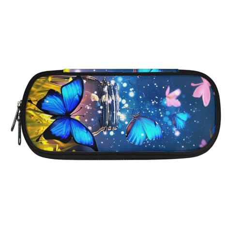 Yexignaon Schreibwarenbox für Schule Mädchen Federmäppchen Große Kapazität Stifteetui mit Ständer Wiederverwendbare Bleistifttasche Schulbedarf, Schmetterlings-Design, Taschen-Organizer von Yexignaon