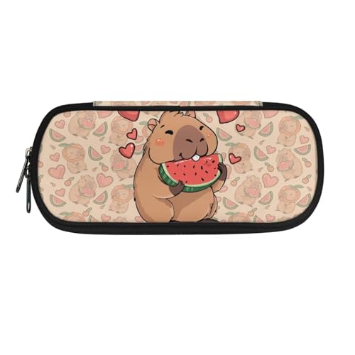 Yexignaon Schreibwarenbox für Schule Mädchen Federmäppchen Große Kapazität Stifteetui mit Ständer Wiederverwendbare Bleistifttasche Schulbedarf, Wassermelonen-Capybara, Taschen-Organizer von Yexignaon