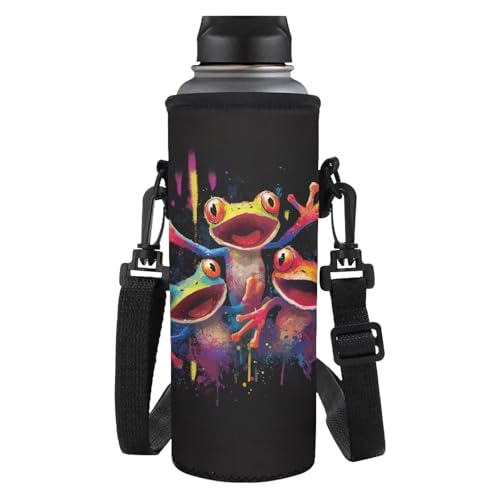 Yexignaon Trinkflasche Tasche Only Wasserflasche Träger mit Schultergurt Isolierte Cup Sleeve für Jungen Mädchen Frauen Männer, Frosch hinzufügen Yexignaon Trinkflasche Tasche Only Wasserflasche Träger mit Schultergurt Isolierte Cup Sleeve für Jungen Mädchen Frauen Männer, Frosch hinzufügen von Yexignaon