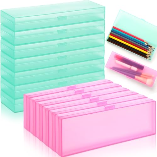 Yexiya Kunststoff-Federmäppchen, 18,3 x 6,1 x 2,5 cm, Kunststoff-Stiftaufbewahrung mit Scharnierdeckel für Stifte, Buntstifte, Schule, Bürobedarf, Organisation (Rosa, Grün), 30 Stück von Yexiya