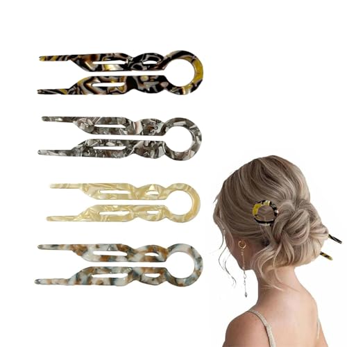 Yexueer 4 Haarspangen für Damen, französische Haarspangen, geeignet für spärliches und dichtes Haar, 2 einzigartige Muster (4 Stück (A)) von Yexueer
