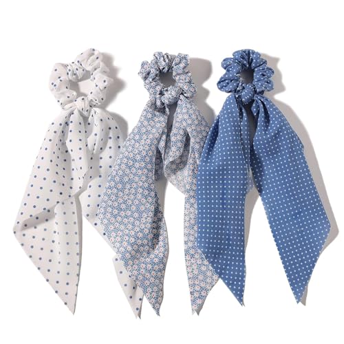 Yexueer Elastische Haargummis und Bänder – geknotete Schleife, Haargummis, Schal-Haargummis, Pferdeschwanz-Halter für Damen und Mädchen, 3 Stück von Yexueer