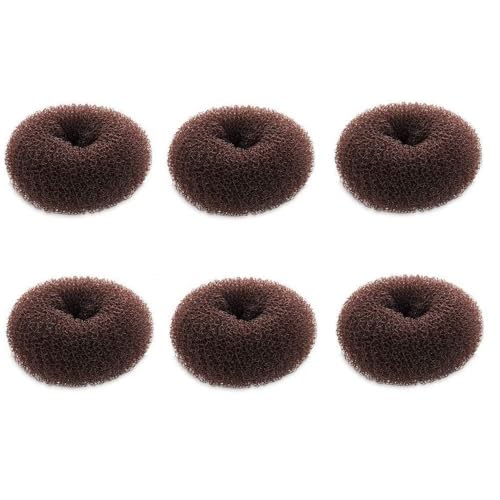 Yexueer Extra kleine Dutt-Maker für Kinder, 6 Stück Chignon-Donut-Sockenformen für Mädchen, Mini-Donut-Former für kurzes und dünnes Haar (5,1 cm, Dunkelbraun) von Yexueer
