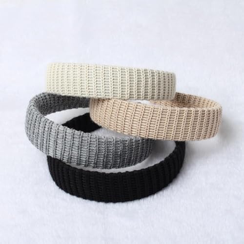 Yexueer Weiche Strick-Stirnbänder für Damen und Mädchen, 3,5 cm breit, niedliches Stirnband für Herbst und Winter, rutschfest, einfarbig, modisches Haar-Accessoire, 4 Stück von Yexueer