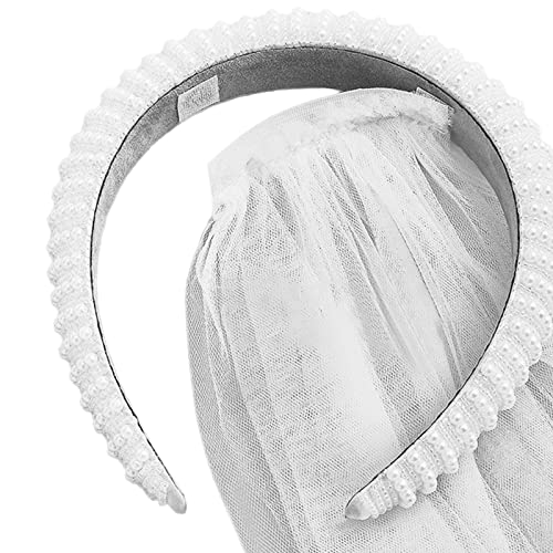 Elegantes Haarreif mit vollen Perlen, Prinzessinnen-Haarschmuck, Festzug, Abschlussball, Party, Hochzeit, Schleier, zukünftige Braut, kurz, Tüll, zukünftige Braut, Haarreif, Perlen von Yfenglhiry