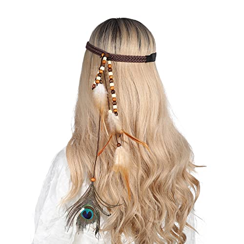Ethnisches Haarband mit Federn und Perlen, einzigartiger Haarreifen für Damen, Braut, Hochzeit, Party, Fotografieren, Stirnbänder für Frauen von Yfenglhiry