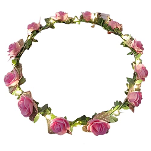 Haarreif für Hochzeit, Party, Braut, leuchtend, Blume mit Schleifenkronen für Mädchen, Karneval, Haarschmuck, Stirnband für Damen, Stirnband, Weihnachts-Stirnband für Hochzeit von Yfenglhiry