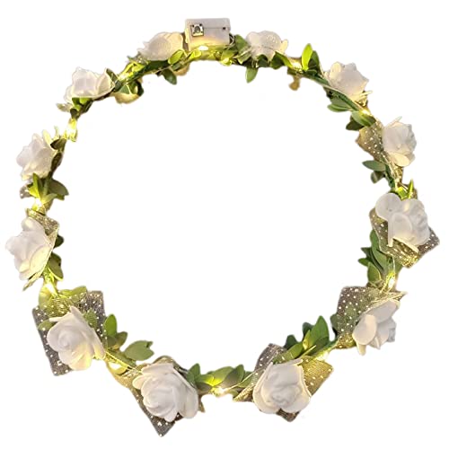 Haarreif für Hochzeit, Party, Braut, leuchtend, Blume mit Schleifenkronen für Mädchen, Karneval, Haarschmuck, Stirnband für Damen, Stirnband, Weihnachts-Stirnband für Hochzeit von Yfenglhiry