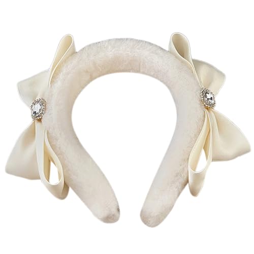 InsStyle Satin-Haarband mit Fliege für Damen, Plüsch-Haarband für Mädchen, süßer Haarreif, Freizeitkleidung, Haarform-Zubehör, Plüsch-Haarband für Damen und Mädchen von Yfenglhiry