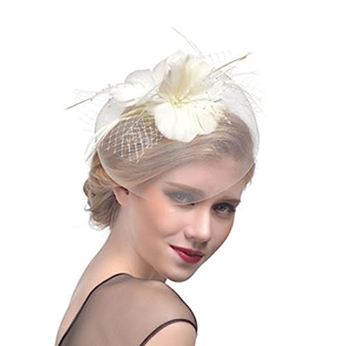 Kopfbedeckung mit Rosen-Haarspange für Weihnachten, Neujahr, Brautparty, 20er Jahre, Tophut, elegant, für Braut, Hochzeit, Netzhaarband, Haarschmuck für Mädchen von Yfenglhiry