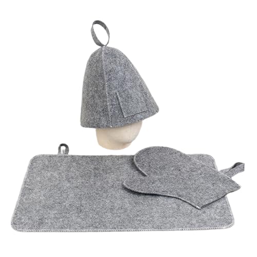 Sauna-Set aus Wollfilz, russisches Handschuhpolster, modische Badehaube, für Damen und Herren, schützende Haarabdeckung, Badezimmer-Accessoire, Duschhaube, groß von Yfenglhiry