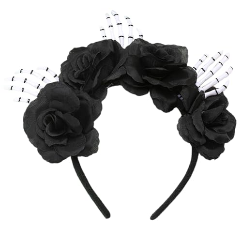 Trendiges Halloween-Haarband mit Totenkopf-Motiv, modisches Haar-Accessoire für Damen, Halloween-Dekorationen, Blumen-Stirnband von Yfenglhiry