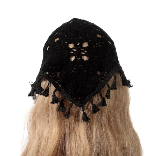 Zarter gehäkelter Turban mit Quasten, heiße Mädchen, die Fotos machen, Haarschal, Strick-Stirnband für Frauen, Reise-Haar-Accessoire, Häkelhaarband für Frauen, handgefertigtes Häkelhaarband mit von Yfenglhiry