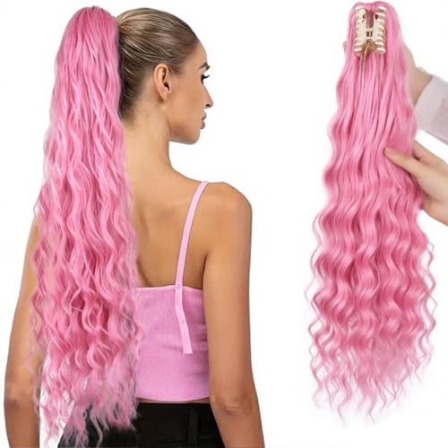 Yfsmyxgs 80 cm lange, gelockte, gewellte Pferdeschwanz-Verlängerung für Damen, Pferdeschwanz-Verlängerung zum Anklippen für Damen, synthetische mehrlagige Pferdeschwanz-Haarverlängerungen (eine Yfsmyxgs 80 cm lange, gelockte, gewellte Pferdeschwanz-Verlängerung für Damen, Pferdeschwanz-Verlängerung zum Anklippen für Damen, synthetische mehrlagige Pferdeschwanz-Haarverlängerungen (eine von Yfsmyxgs